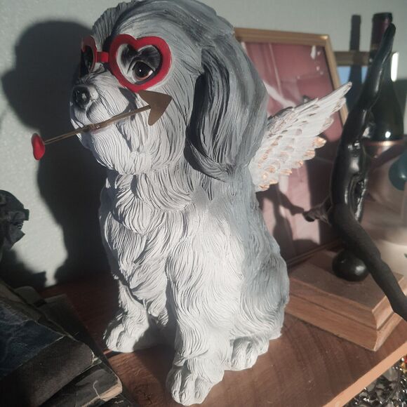 Valentines Day Cupid 10" Dog Shitzu Figurine Love Dan Dee Shelf Decor - Picture 3 of 7